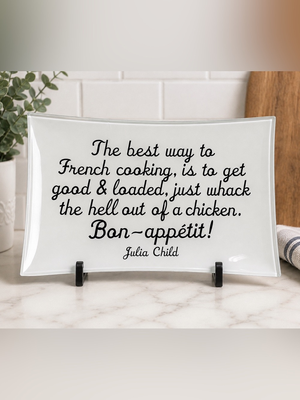 Ben’s Garden Julia Child White Rectangular Quote Plate